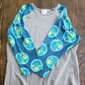 EUC LuLaRoe Kermit Randy Raglan Tee